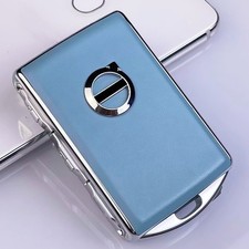 Blue Leather Key Remote Control Case Fob Shell Cover For Volvo Xc90 S90 Xc60 V90