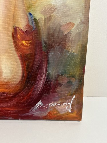 Tasteful Partial Semi Nude Back Lady Canvas Painting 8x10 Signed Art by B Danny - Picture 4 of 6