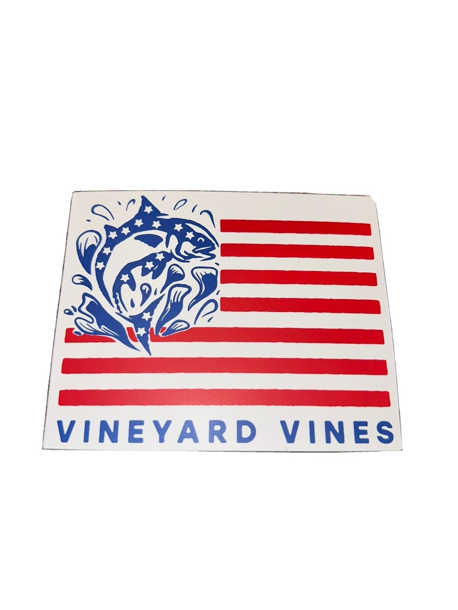Vineyard Vines USA American Fish Flag Patriotic Sticker Yeti Car