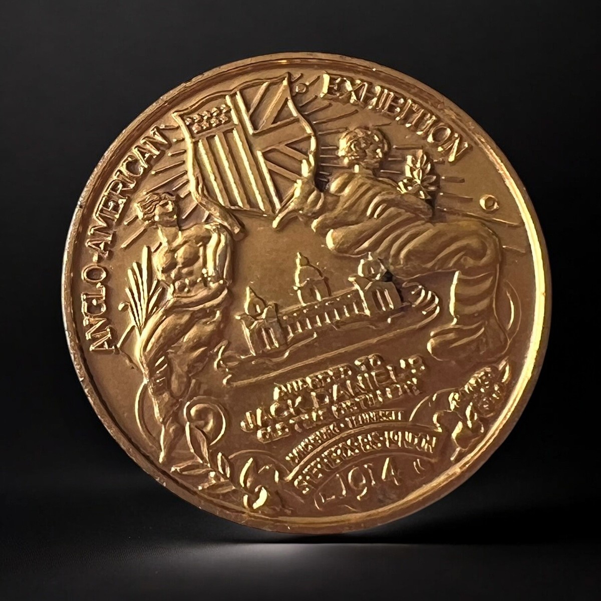 Jack Daniels Anglo-American Gold Medal Pin 1914 Whiskey