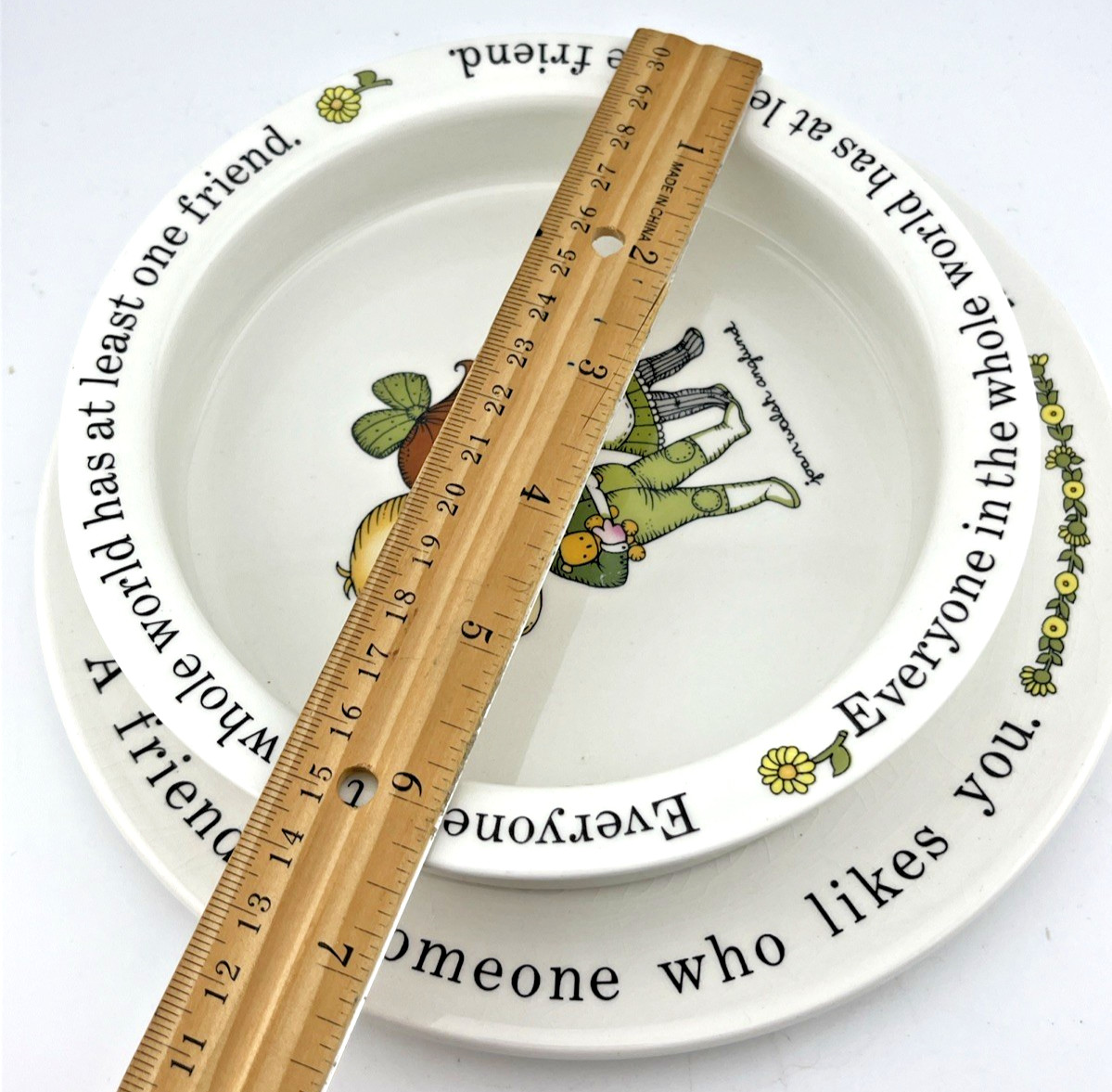 Vintage Joan Walsh Anglund Plate And Bowl Set Friends 1970's