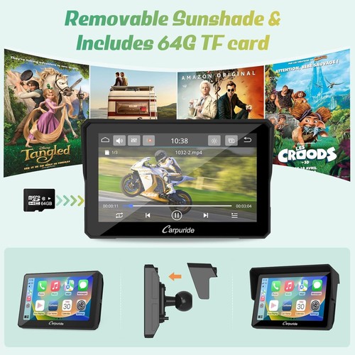 Carpuride W502 Wireless Android Auto per moto touchscreen impermeabile Bluetooth - Foto 6 di 8