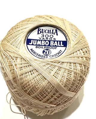 VTG Bucilla Jumbo Ball Mercerized Cotton Crochet Thread Size 20 Boil Proof READ