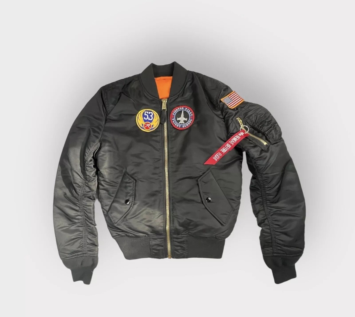 anytee 90‘s MA-1 ALPHA made in USA BLACK Alpha Industries MA 1 Men's Black flight Bomber Jacket USA
