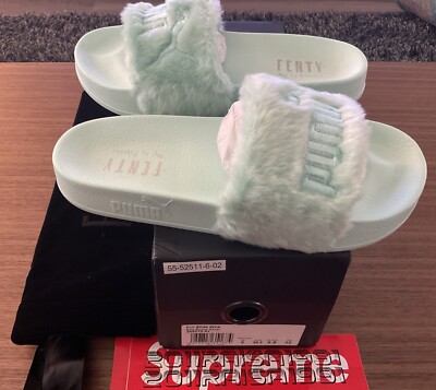 New Puma Rihanna Fenty Fur Slide Bay Green Size 5.5 Women's New Puma Rihanna Fenty Fur Slide Bay Green Size 5.5 Women's