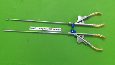 2pc Laparoscopic Needle Holder Curved Jaw & Straight Jaw 5mmx330mm Instruments