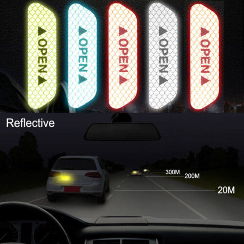 4Pcs Reflective Auto Car Door Open Warning Sticker Safety Tape Decal-Accessory - Bild 3 von 12