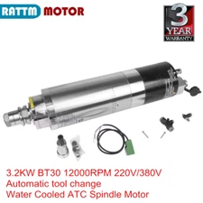3.2KW BT30 ATC Water Spindle Motor Automatic Tool Changer 12000RPM 220V/380V