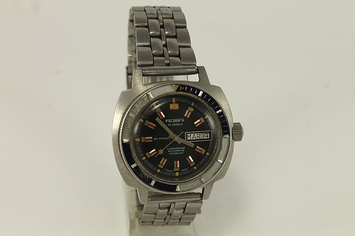1960's FELSER'S Submarine Automatic Steel Swiss Diving Wrist