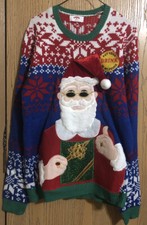 Holiday Time M 38-40 Santa Put Your Drink In My Pouch Ugly Christmas Sweater