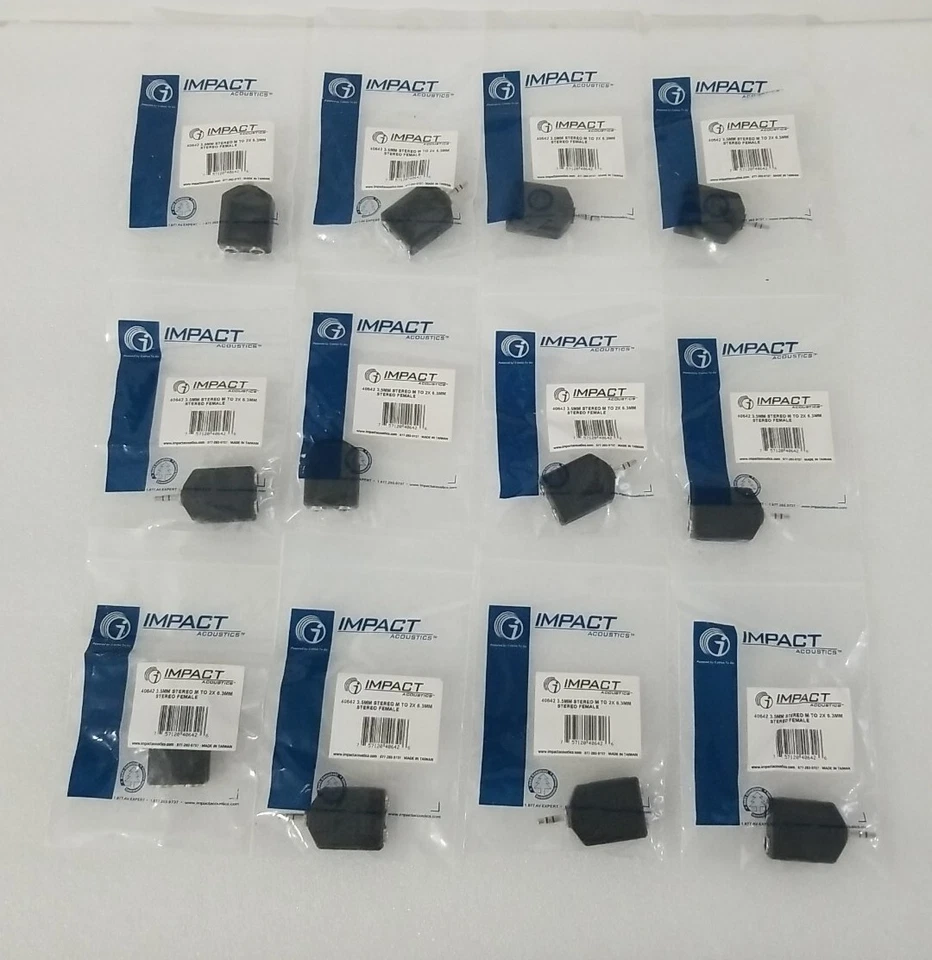 Lote de 12 adaptadores estéreo de 3,5 mm macho a doble 6,3 mm estéreo hembra Foto 2 de 4