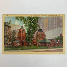 Postcard New York City NY NYC Little Church Around Corner 1940s Linen Unposted