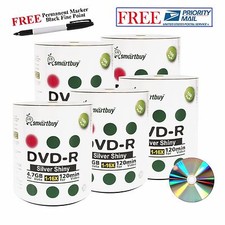 500 16X Smartbuy Shiny Silver Top DVD-R 4.7GB Media Disc Black Permanent Marker