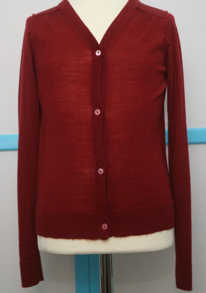 8 Ans GILET laine tricot très fine jauge Fille BONPOINT bordeaux - Photo 1/4