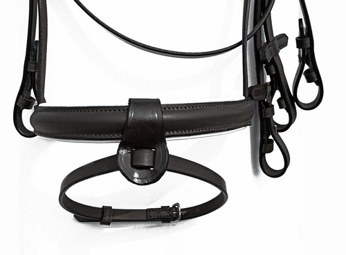 QUALITY LEATHER EUROPA BRIDLE WITH LEATHER REINS BLACK COLOR ALL SIZES - Picture 2 of 7