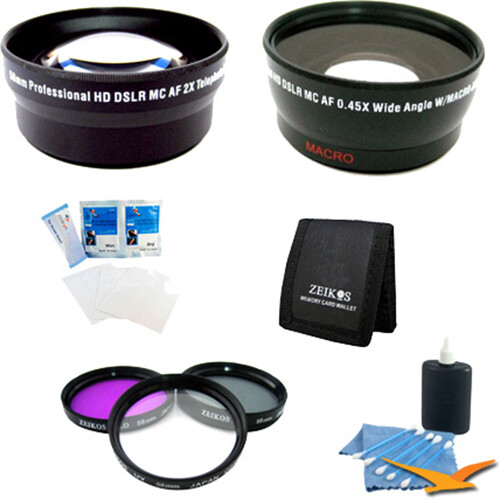 58mm Lens Kit Telephoto Lens Converter 3x filter w case Wide Angle Lens w/ Macro - Picture 2 of 4