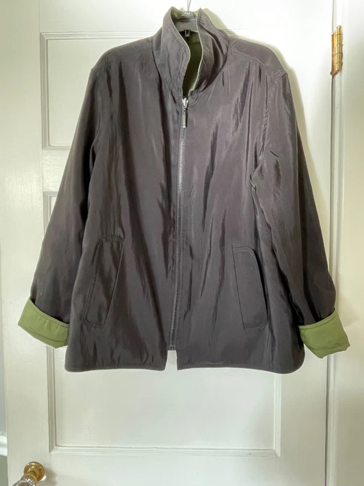 Abrigo Chaqueta de Lluvia MYCRA PAC NOW Negro y Verde Reversible M/L Hecho en EE. UU. Foto 2 de 4