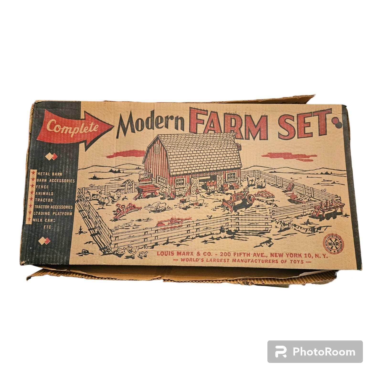 Vintage 1950s Marx Modern Farm Set Playset Original Box And Bags eBay