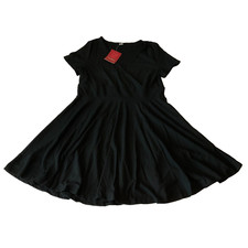 Verdusa Short Sleeve Mini Wrap Dress Womens Size 2XL Black Stretch A Line