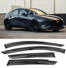 3D Out-Channel Window Visor Vent Rain Wind Guard Shade Fit 19-Up Mazda 3 4D HB