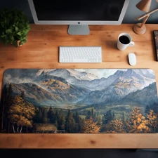 Alpine Valley View Desk Mat – Spacious Office Mouse Pad, 3 Size Choices