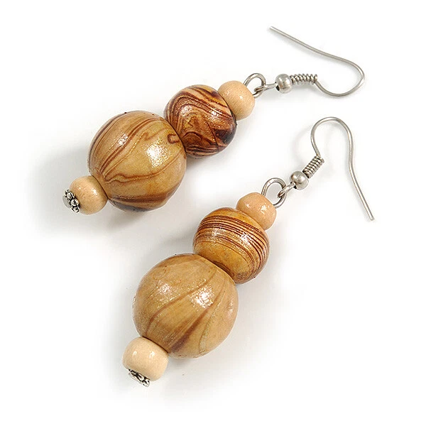 Wood clearance bead earrings