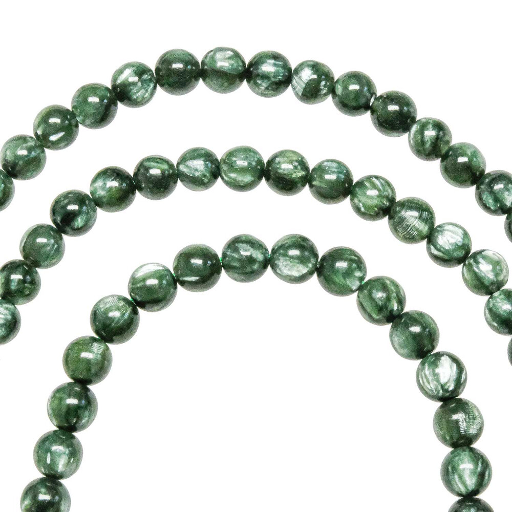 Bracelet en séraphinite véritable, perles de 6 mm de qualité joaillerie - 2