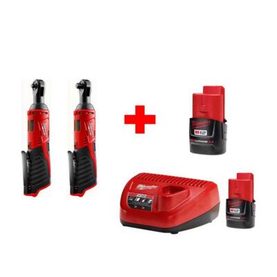 Milwaukee 12V Ratchet Combo Kit Lithium Ion Cordless 2 Tool W/ 2.0Ah Batteries