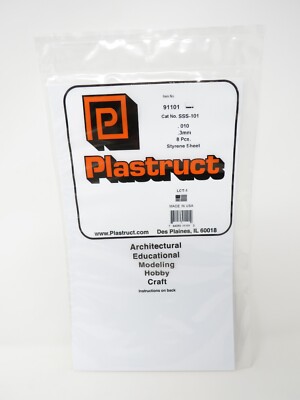 Plastruct 91101 White Styrene Sheets Plastic 0.010'' .3mm 7'' x 12'' SSS-101
