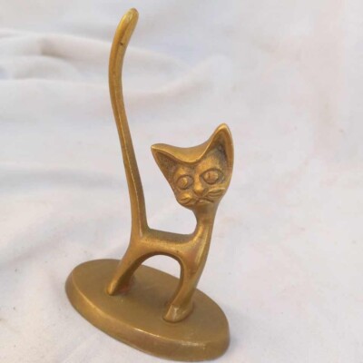 Vintage Brass Cat Ring Holder Seba England 1960