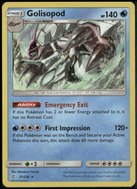 Pokemon - Golisopod - 51/236 - Holo Rare  - Unified Minds - NM/M