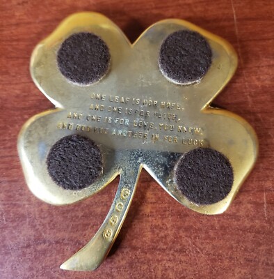 Vintage 1984 Gerity 24k Gold Plated 4 Leaf Clover Shamrock