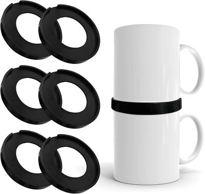 6Pack Coffee Mug Stackers for Kitchen Cabinets, 4.5inch Cup 6pcs Black 