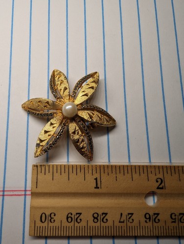 Fiore vintage SPHINX con spilla marcasite, tono oro, timbrato 16171 - Foto 3 di 10