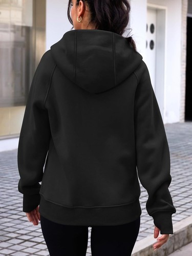 Trendy Queen Womens Zip Up Hoodies Fleece Jackets Sweatshirts Medium, Black - Picture 3 of 7