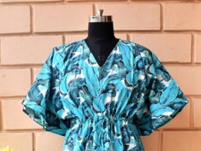Sleepwear Indian Blue Kaftan Floral Caftan Maxi Dressing Gown Night Dress Caftan