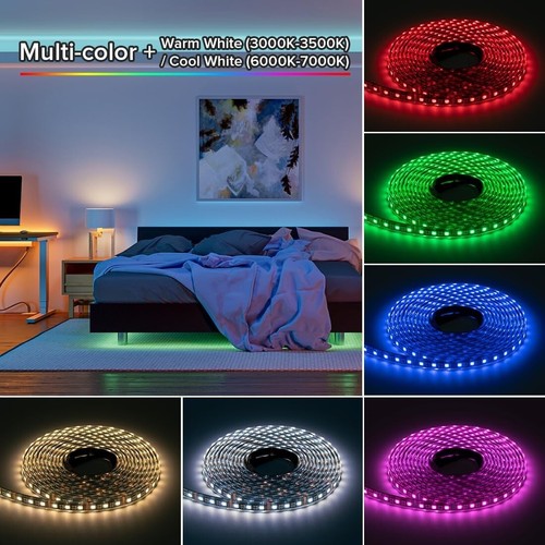 Flexible 16.4ft RGBW LED Strip - Dimmable & IP68 Waterproof for All Environments - Picture 8 of 10