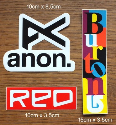 3 Aufkleber Sticker Burton Red Anon Snowboard Snowboarding Powder Ride Ski