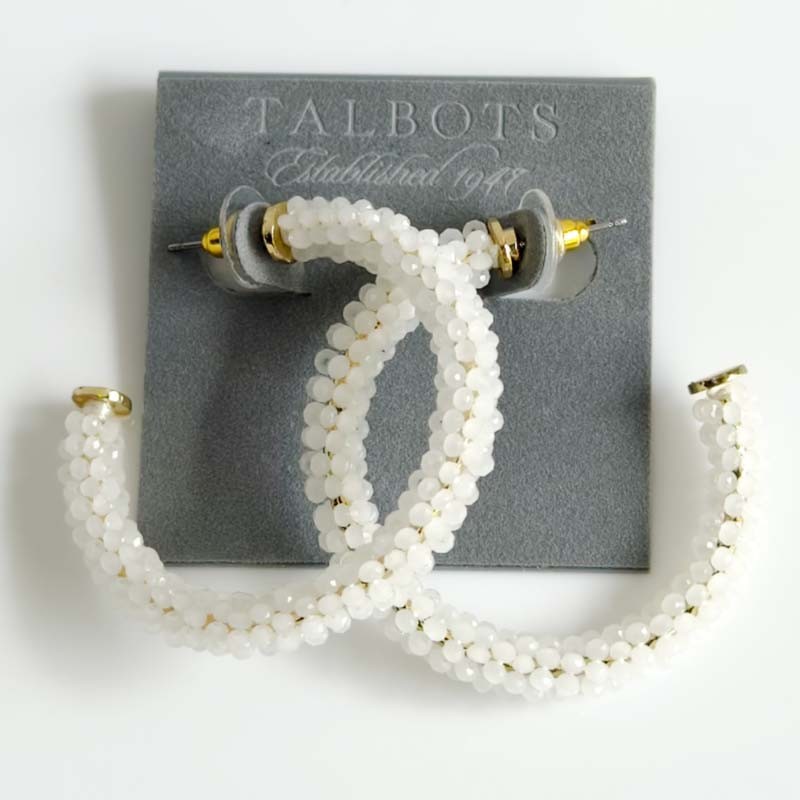 50mm Talbots Bead Statement Hoop Earrings Gift Chic Women Party Vacation Jewelry
