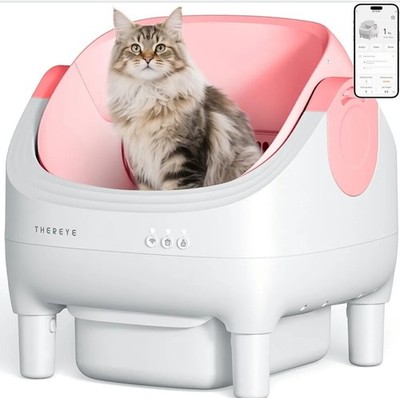 Thereye Self Cleaning Litter Box, Open-Top Automatic Litter Box with Smart App.