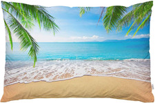 Tropical Palm Tree Lumbar Pillow Cover 20x30 Inch Beach Ocean Sofa Cushion Case