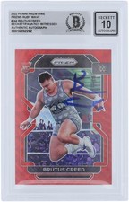 Brutus Creed WWE Signed 2022 Panini Prizm Ruby Wave #144 BAS 10 Rookie Card