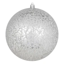 Vickerman 6" Plastic Crackle Ball Ornaments in Silver (Set of 4)