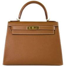 Hermès Kelly Sellier 28 Gold Epsom Leather W...