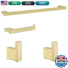 RANDOM Brushed Gold Towel Bar Set 4 Piece 18in Bathroom Hardware TP Holder 2