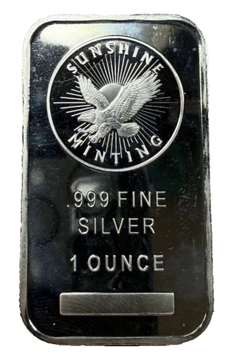 1 oz Sunshine Minting .999 Fine Silver Bar One Ounce Bullion