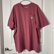 Carhartt Men's Size 2XL Pocket T-Shirt Loose Fit Short-Sleeve Light Red