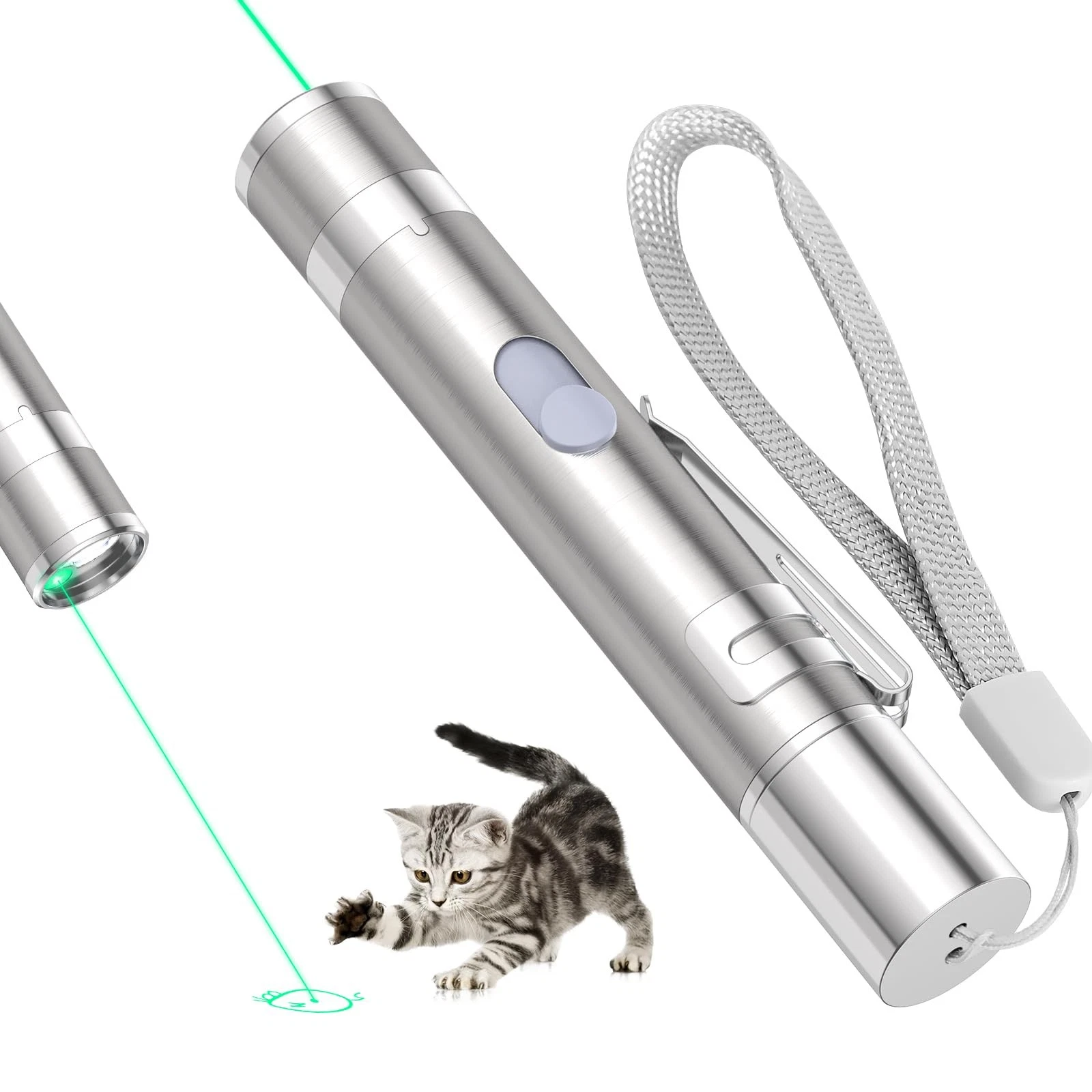 Cat Toy for Indoor Cats, USB Rechargeable Kitten Toys with 5 Adjustable Green...