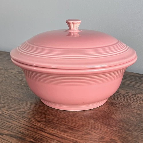 Fiesta Round Covered Casserole Bowl Dish & Lid Rose Fiestaware Retired Lead Free