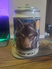 1993 Anheuser Bush Budweiser Endangered Species Series Gray Wolf Stein